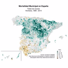 Mapa de las causas de mortalidad en España realizado por Fisabio